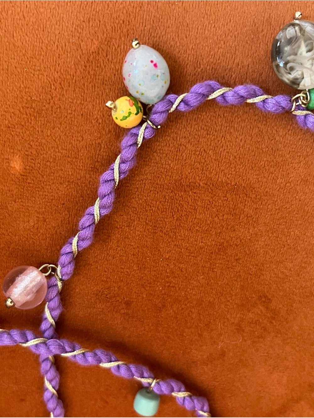 Zara beaded Handcrafted Purple and Orange Tassel Necklace - Picture 5 of 5